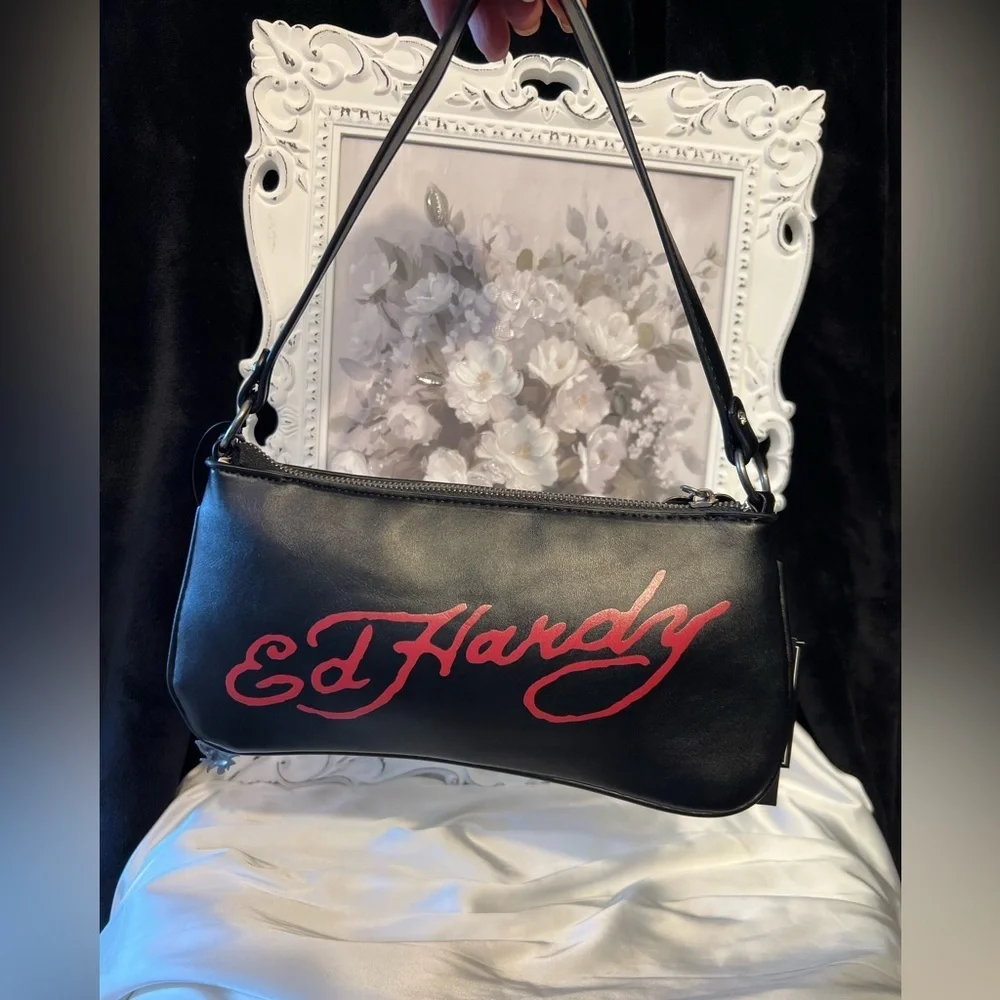 ❤️☠️Ed Hardy Black & Red Rhinestone Skull ☠️ Shoulder Bag☠️NWT❤️